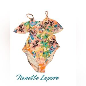Nanette Lepore bathing suit small, pink, tropical floral one piece